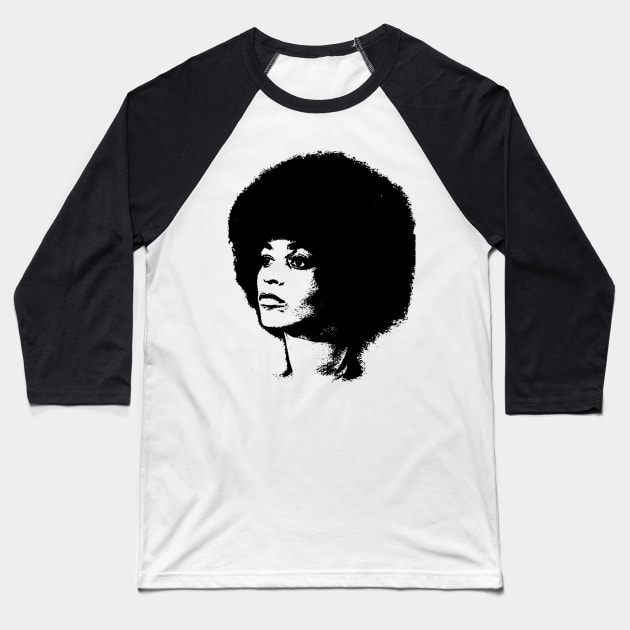 Angela Davis Pop Art Portrait Baseball T-Shirt by phatvo